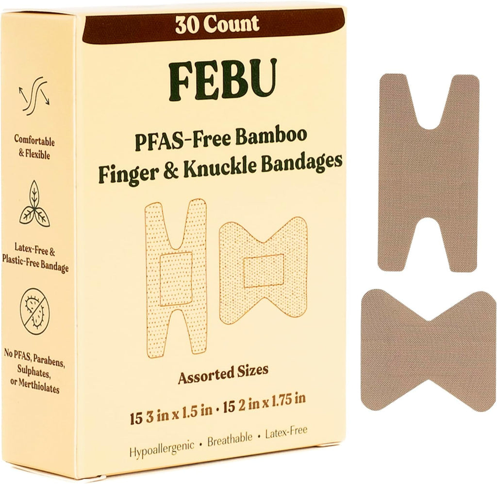FEBU PFAS Free Bamboo Fabric Bandages, 75 Count Strip