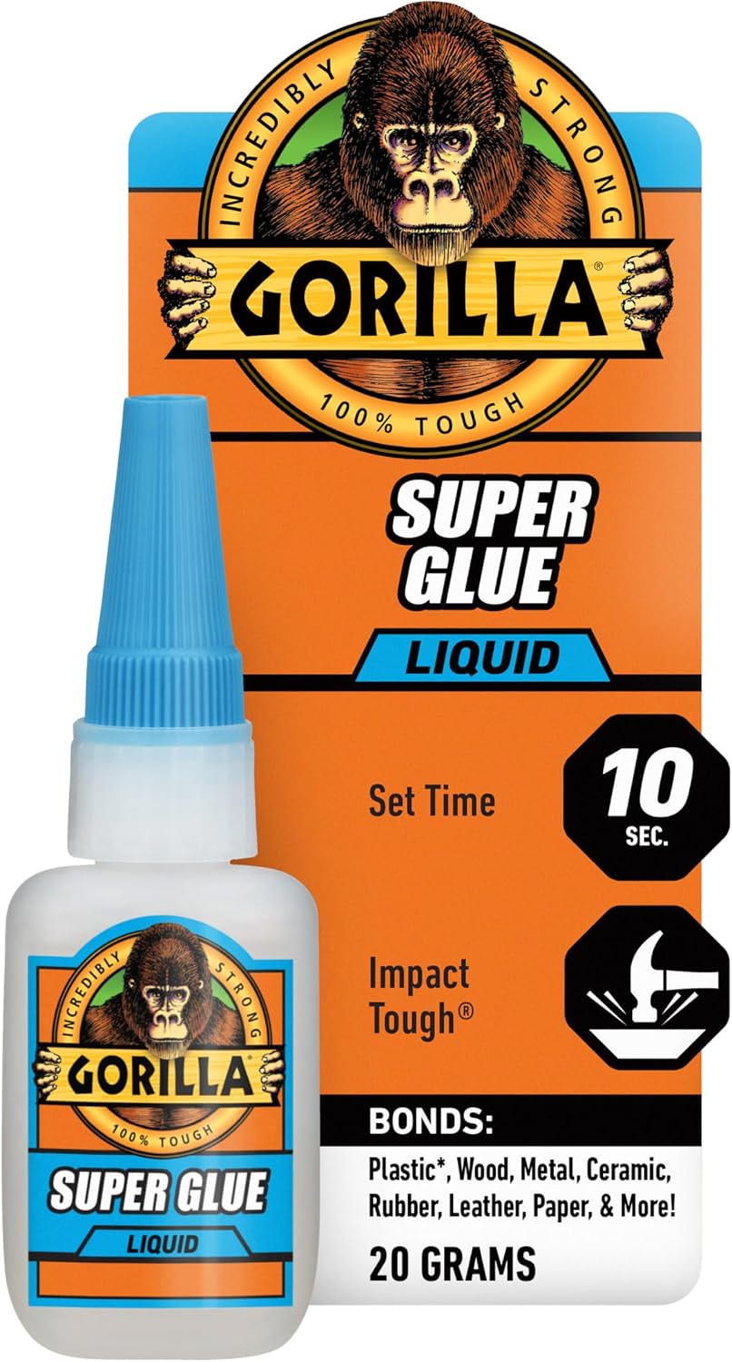 Gorilla Super Glue, All Purpose and Fast Setting, Clear, 20 g