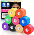 9 Rolls (108 Yards) Prewrap Athletic Tape, 9 Colors Sports Pre Wrap