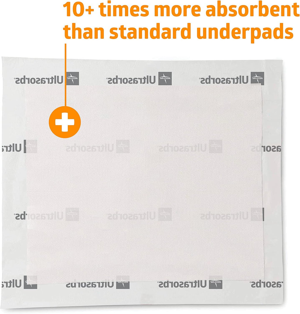 Medline Ultrasorbs Drypads, 30" x 36", 25 Count, Super Absorbent Disposable Bed Pads, Large Incontinence Bed Pads, Chucks Protective Underpads, 10 Times More Absorbent, For Adults, Elderly
