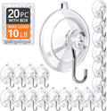 KORCCI Suction Cup Hooks 6Pack - Max Load 10LB, No Trace, Reusable & Removable, 1.77Inch Clear Medium Suction Cups, Stainless Steel Hooks, for Tile, Glass, Window, Shower, Kitchen, Bathroom, Decor