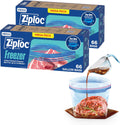 Ziploc Gallon Freezer Bags, Food Storage, Stand-Up Bottom, 66 Count