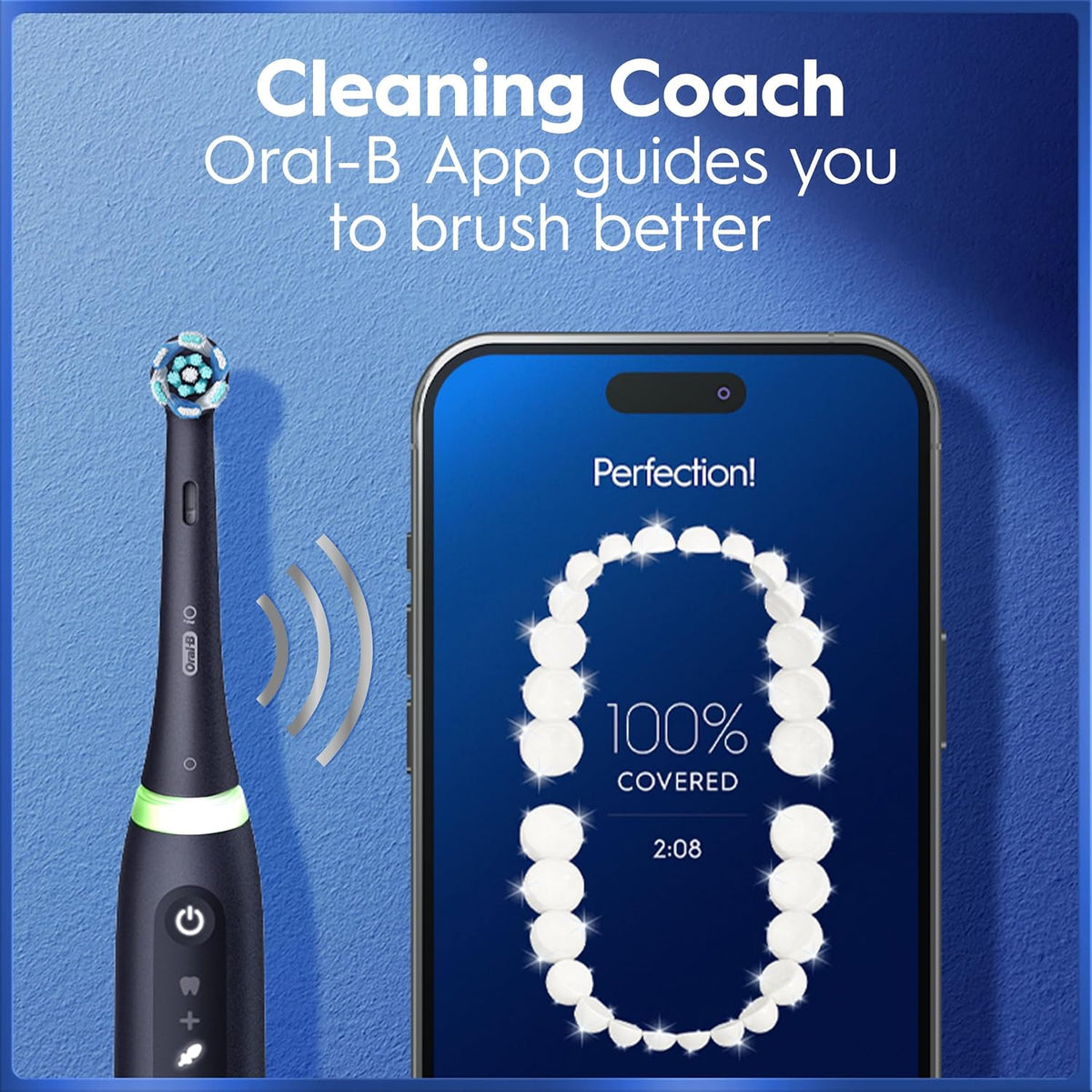 Oral-B Rechargeable Electric Toothbrush, iO5 Customizable Clean, 5 Cleaning Modes, Visual Pressure Sensor to Protect Gums, Travel Case, White