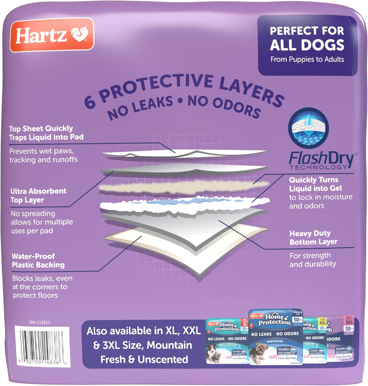 Hartz Home Protection Lavender Scented Odor Eliminating Dog Pads, 50 Count