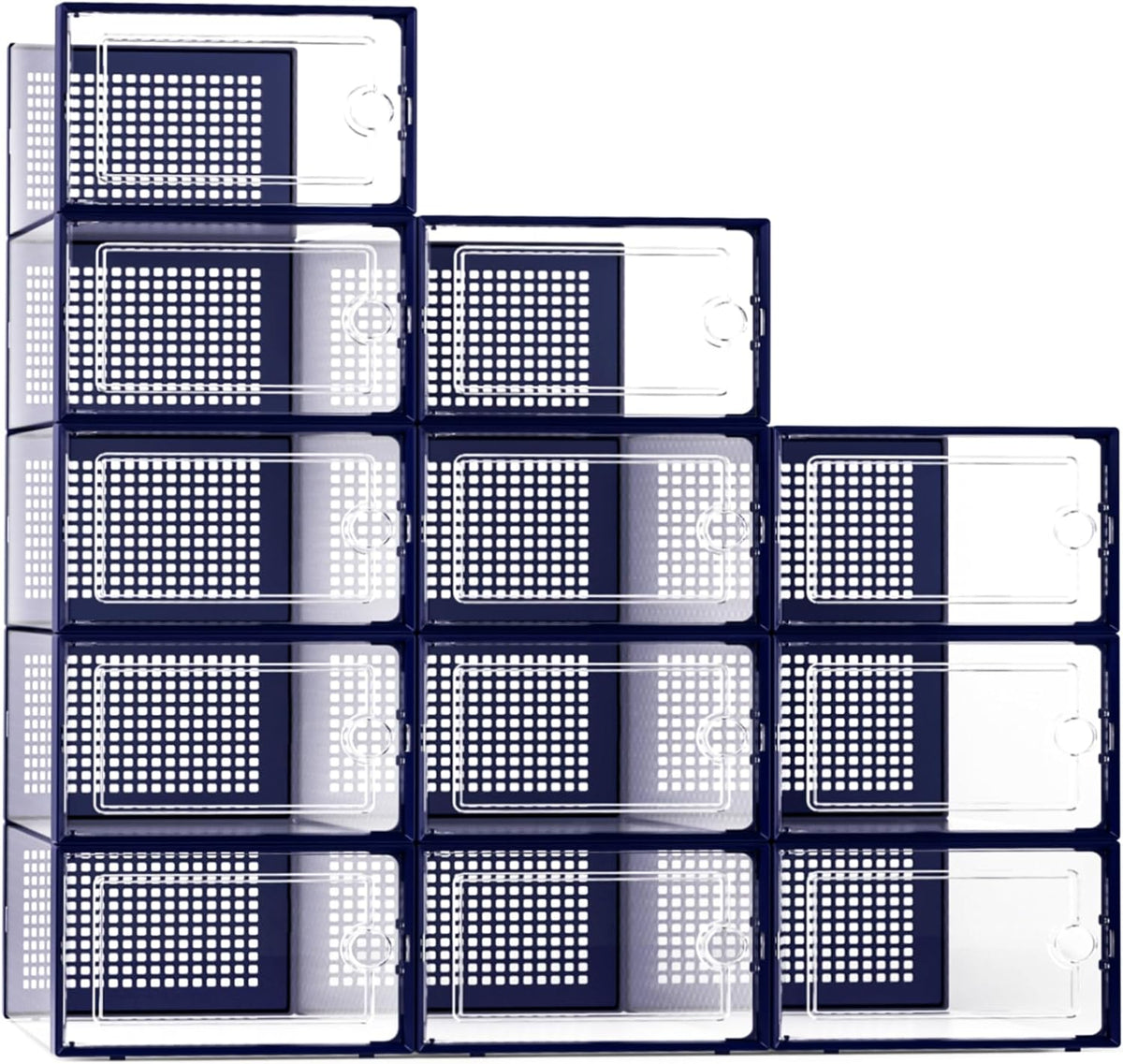 Kuject X-Large Shoe Storage Boxes 12 Pack, Clear Stackable Shoe Organizer