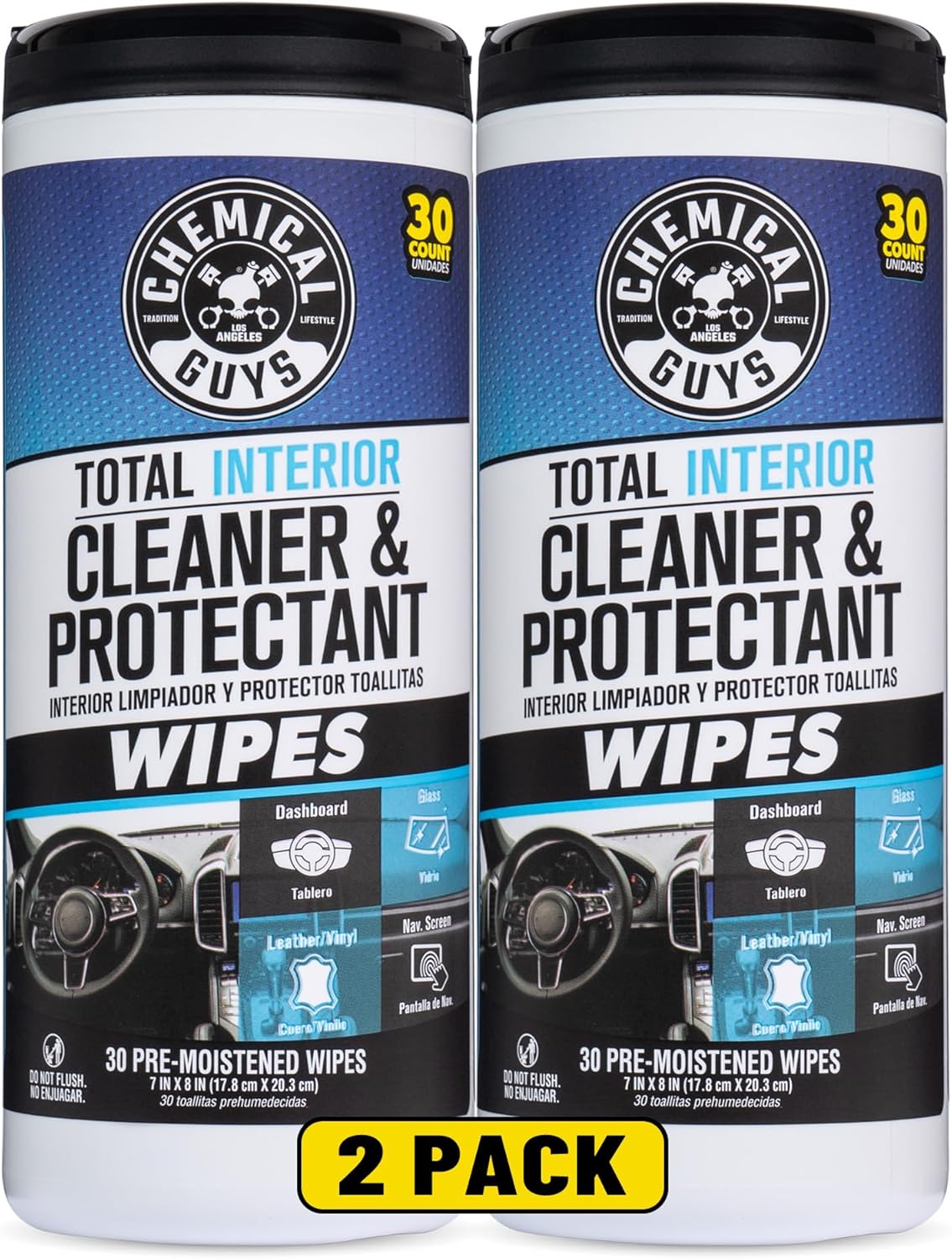 Chemical Guys, Total Interior Cleaner & Protectant Canister Wipes, 30 Count