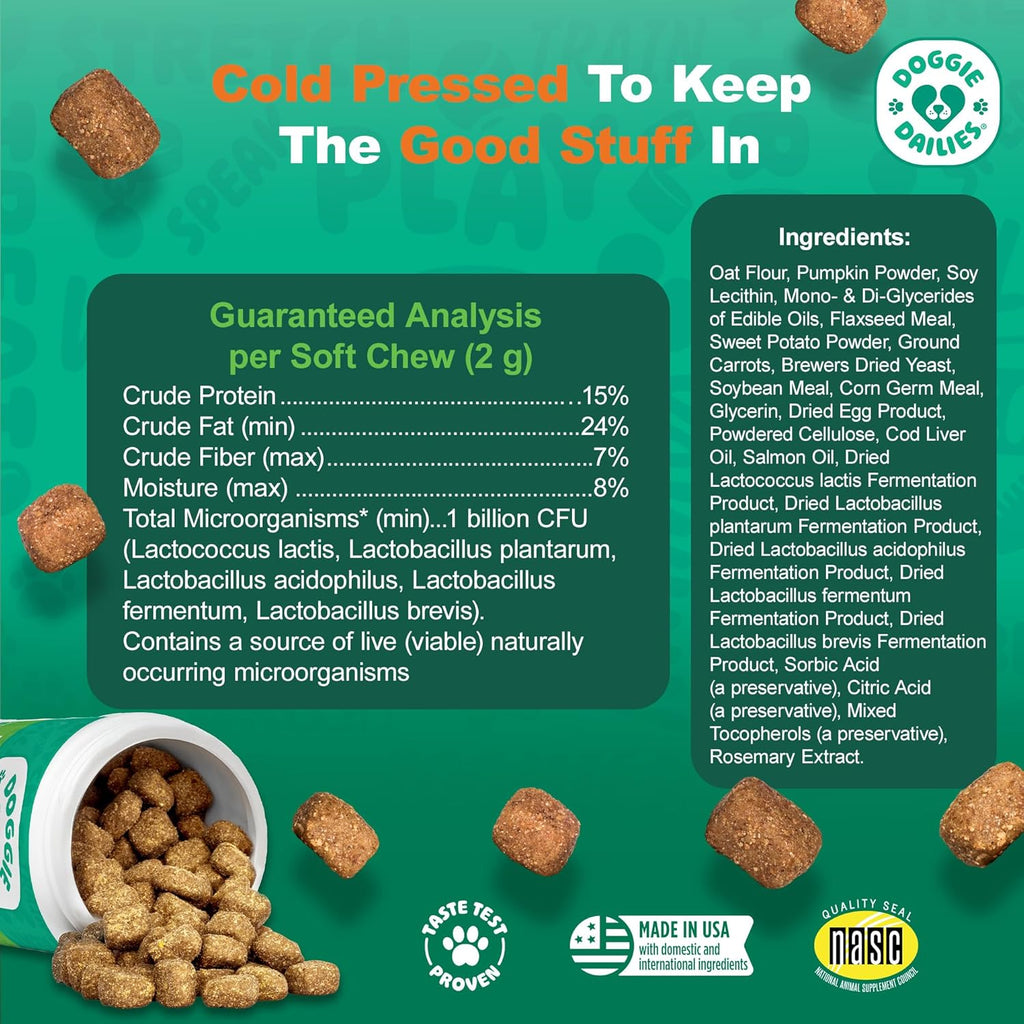 Doggie Dailies Probiotic Soft Chews for Dogs, Pumpkin, 225 Count