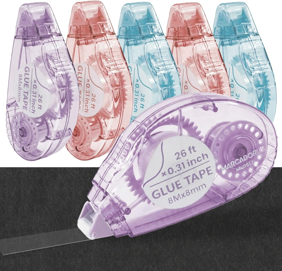 MARCADORUS Glue Tape Roller, Double-Sided Tape for Scrapbooking, 6 Pack