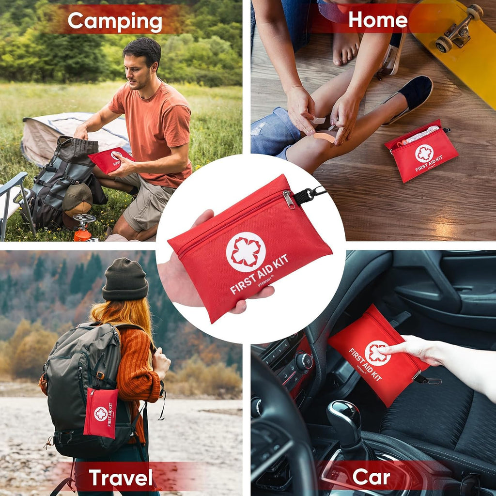 PTEROMY 150 Pcs Mini Travel First Aid Kit for Travel, Car, Home, Camping