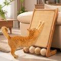 CHEERHOME PETS Sisal Cat Scratcher Ramp for Indoor L-Shape Solid Wooden