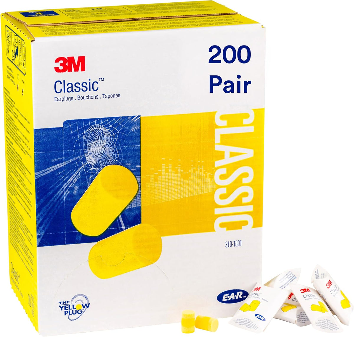 3M Ear Plugs, E-A-R Classic 310-1001, Uncorded, Disposable, Foam, NRR 29
