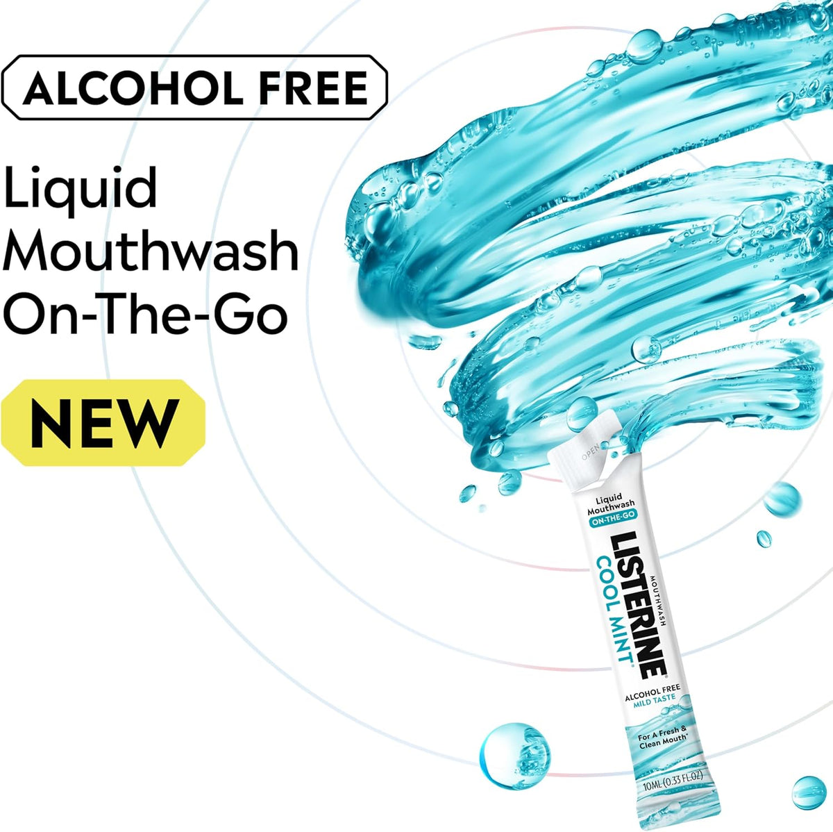 Listerine Alcohol Free Mouthwash Packets, Cool Mint, 0.33 fl. oz, 30 Pack