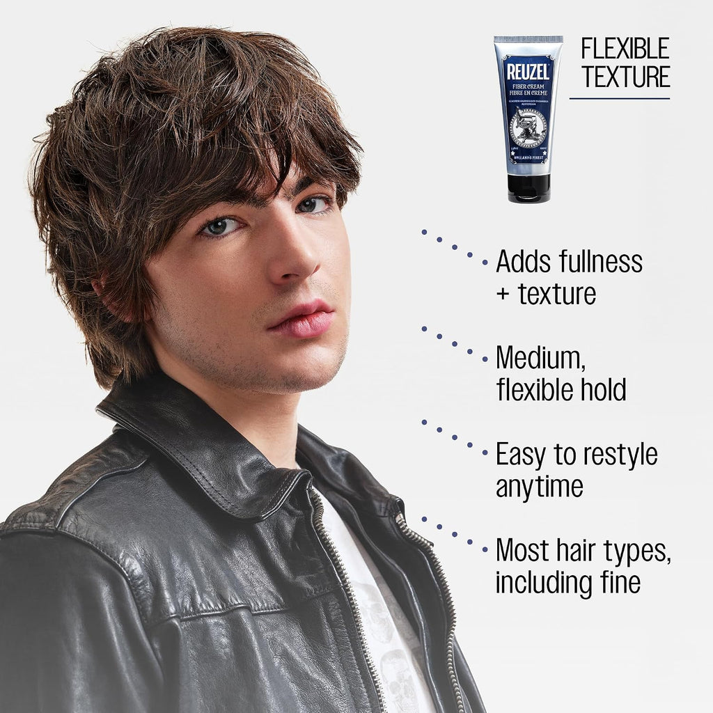 Reuzel Fiber Cream, Provides a Low Shine Finish, 3.38 oz