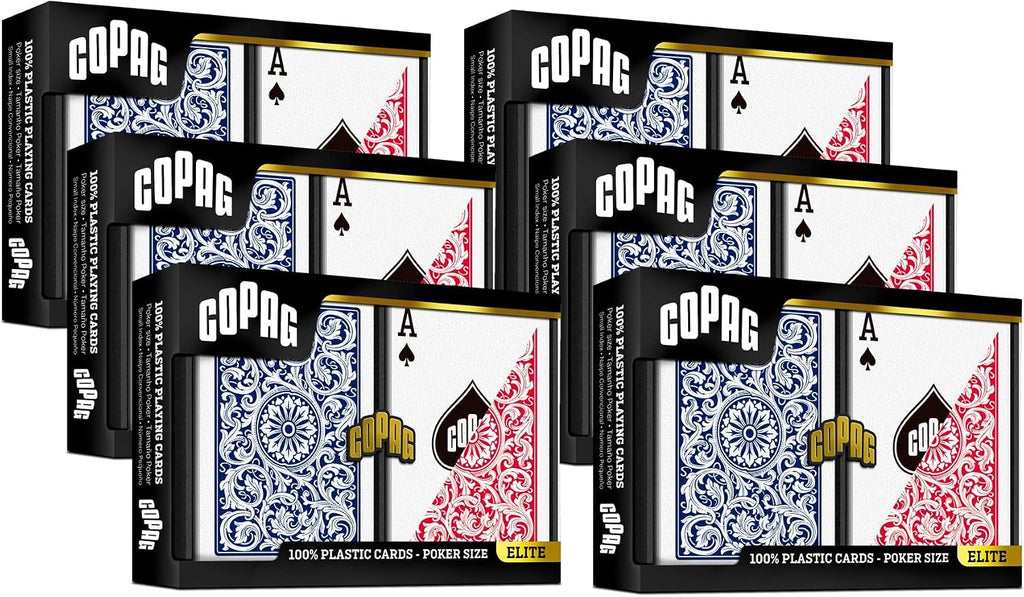 Copag 1546 Design 100% Plastic Playing Cards, Poker Size (Standard) Red/Blue (Jumbo Index, 1 Set)