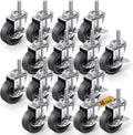 HOLKIE Stem Casters Wheels Set of 4 Standard US 3/8"-16 x 1-1/2" with Brake