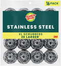 Scotch-Brite Stainless Steel Scrubbers, 16 Pack