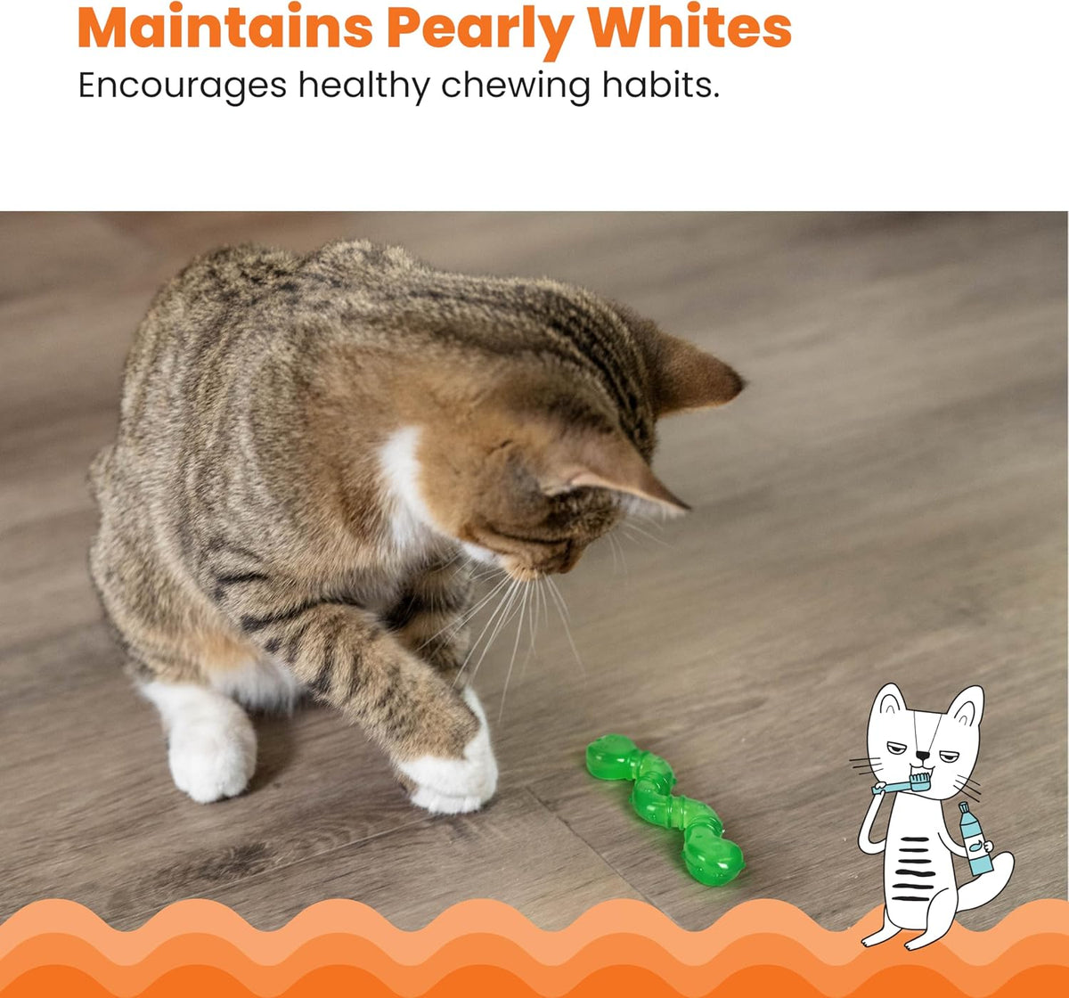 Catstages OrkaKat Wiggle Worm Dental Cat Chew Toy with Catnip, 3.8"