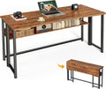 Huuger Folding Desk with Storage Shelf, 31.5 Inch Foldable Computer Table