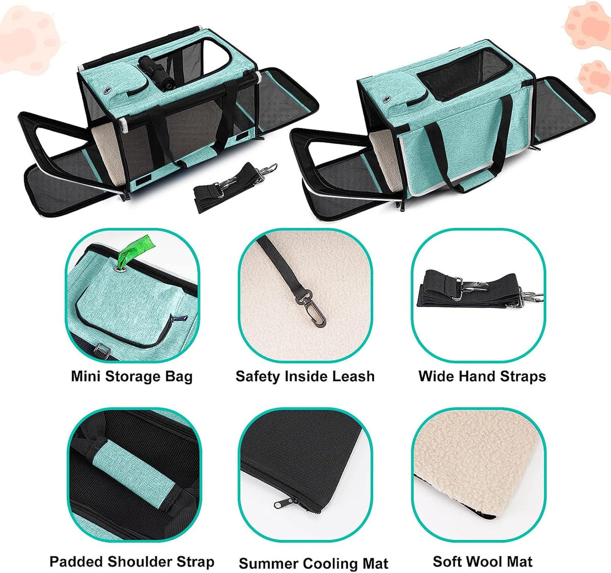 GAPZER Small Dog Carrier Yorkshire Puppy Softshell Chihuahua Transport Cage