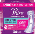 Poise Ultra Thin Incontinence Pads for Women, 5 Drop, Wings, Long, 60 ct