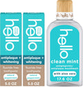 Hello Antiplaque Whitening Fluoride Free Toothpastes and Clean Mint Alcohol Free Mouthwash Bundle Pack, Whitening Toothpaste and Antigingivitis Gum Mouthwash Pack, No Alcohol for Zero Burning