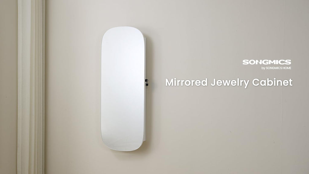 SONGMICS Jewelry Organizer, LED Jewelry Cabinet, Wall/Door Mounted