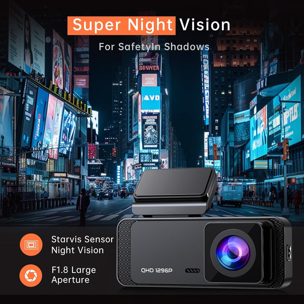 Veement 1296P Dash Cam Front, WiFi Dash Camera for Cars with App