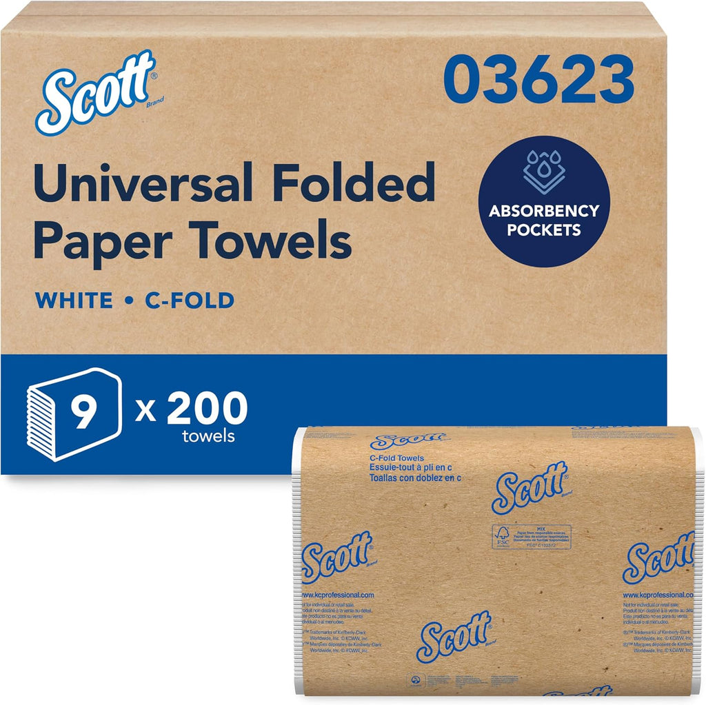 Scott Professional C-Fold Paper Hand Towels, Bulk, 12 x 200 Sheets (01510)