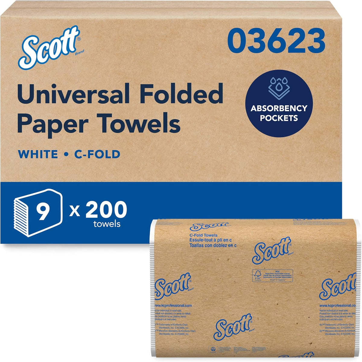 Scott Professional C-Fold Paper Hand Towels, Bulk, 12 x 200 Sheets (01510)