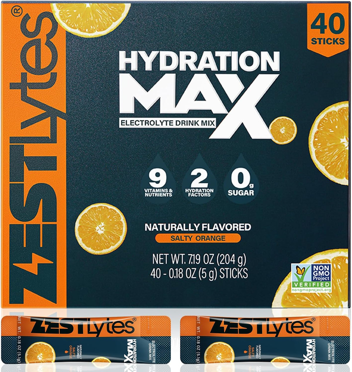 40 Sticks Salty Fruit Sugar Free Electrolyte Hydration Packets High Sodium