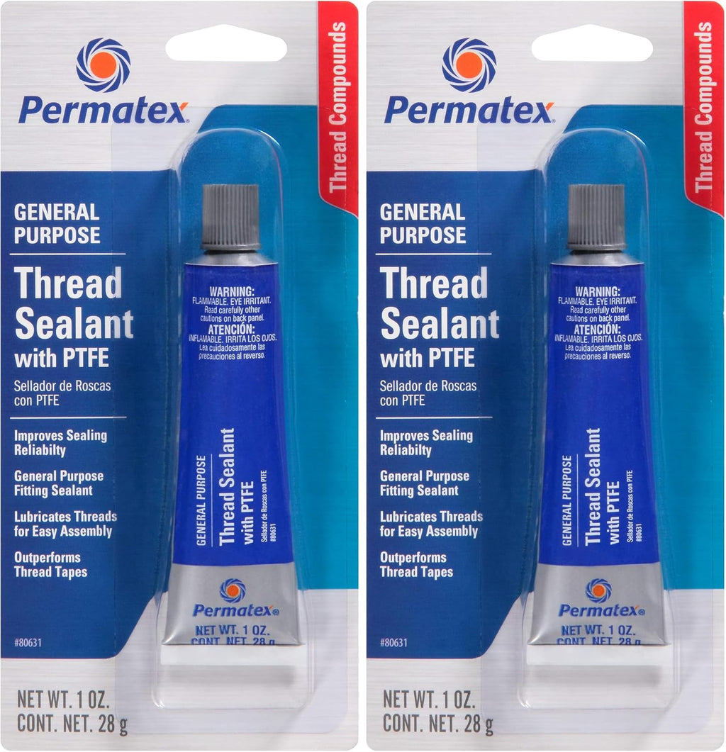 Permatex 80632 Thread Sealant with PTFE, 4 oz., Cream