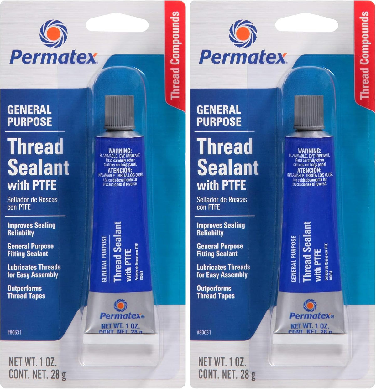 Permatex 80632 Thread Sealant with PTFE, 4 oz., Cream