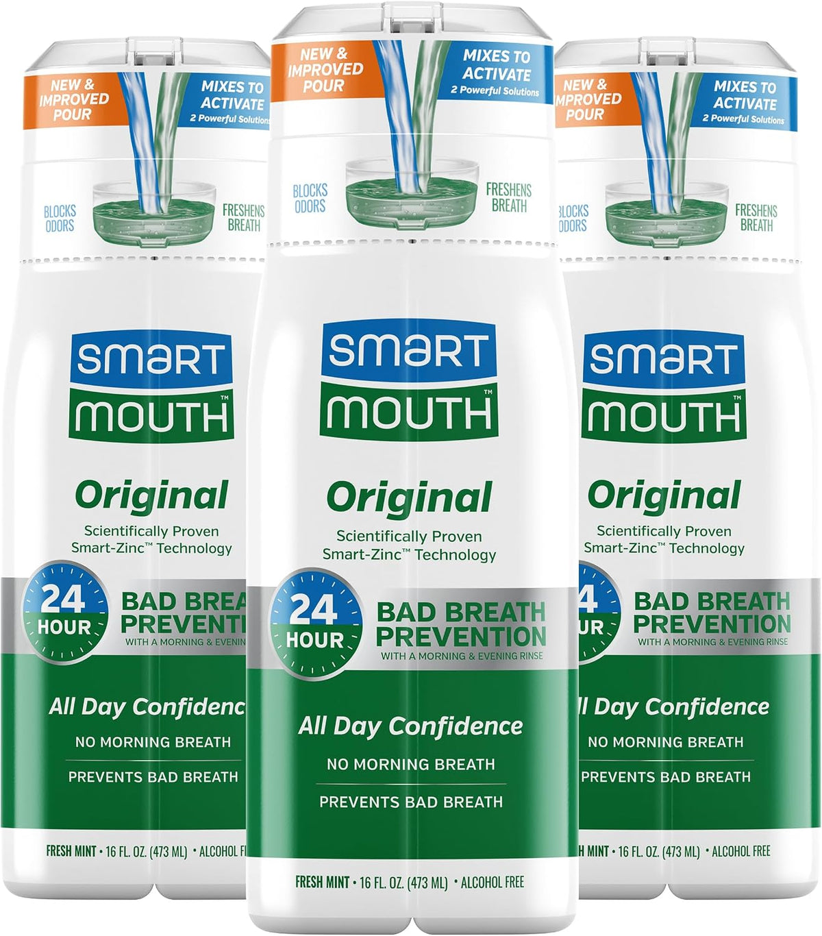 SmartMouth Original Zinc Activated Mouthwash, Fresh Mint, 16 fl oz, 2-Pack