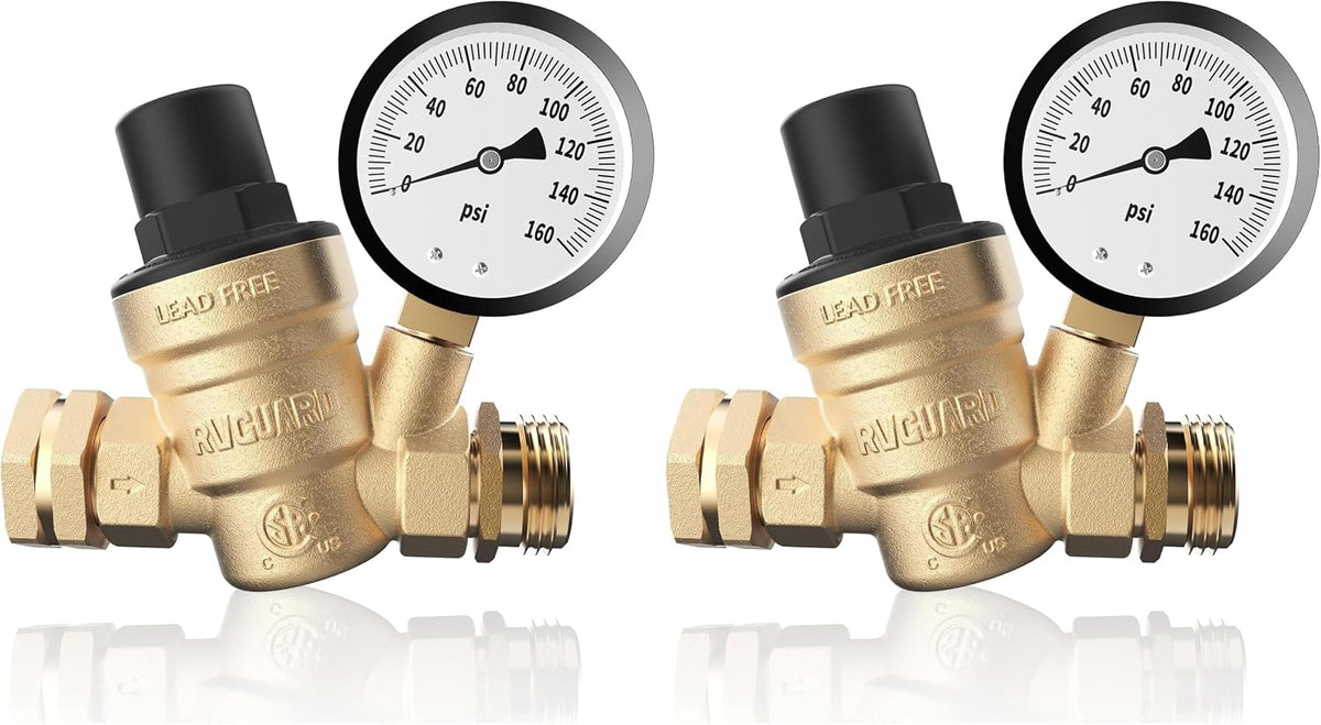 RVGUARD RV Water Pressure Regulator Valve, CSA Approved, Lead-Free Brass