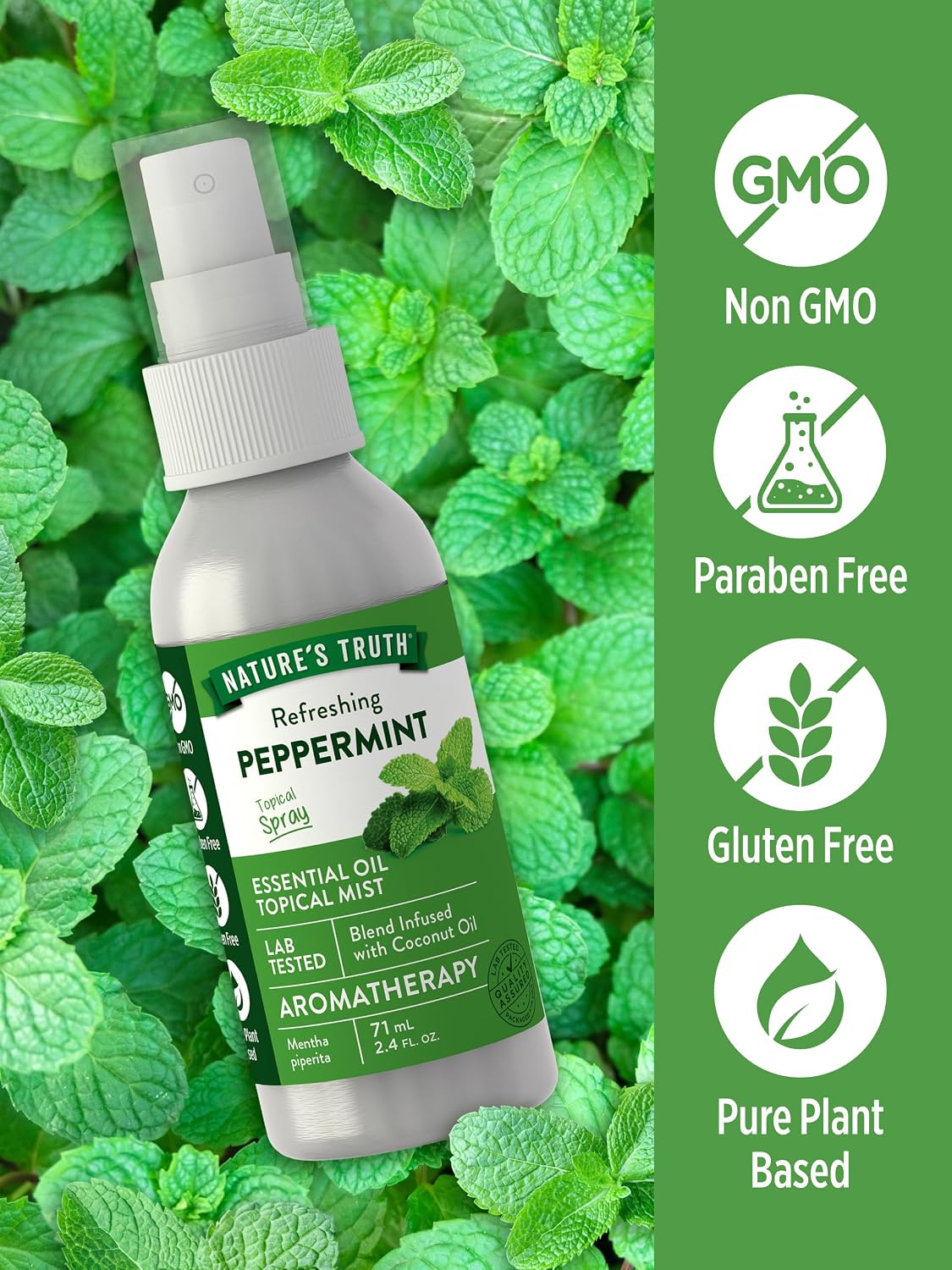 Nature's Truth Peppermint Essential Oil Spray | 2.4 Fluid Ounces