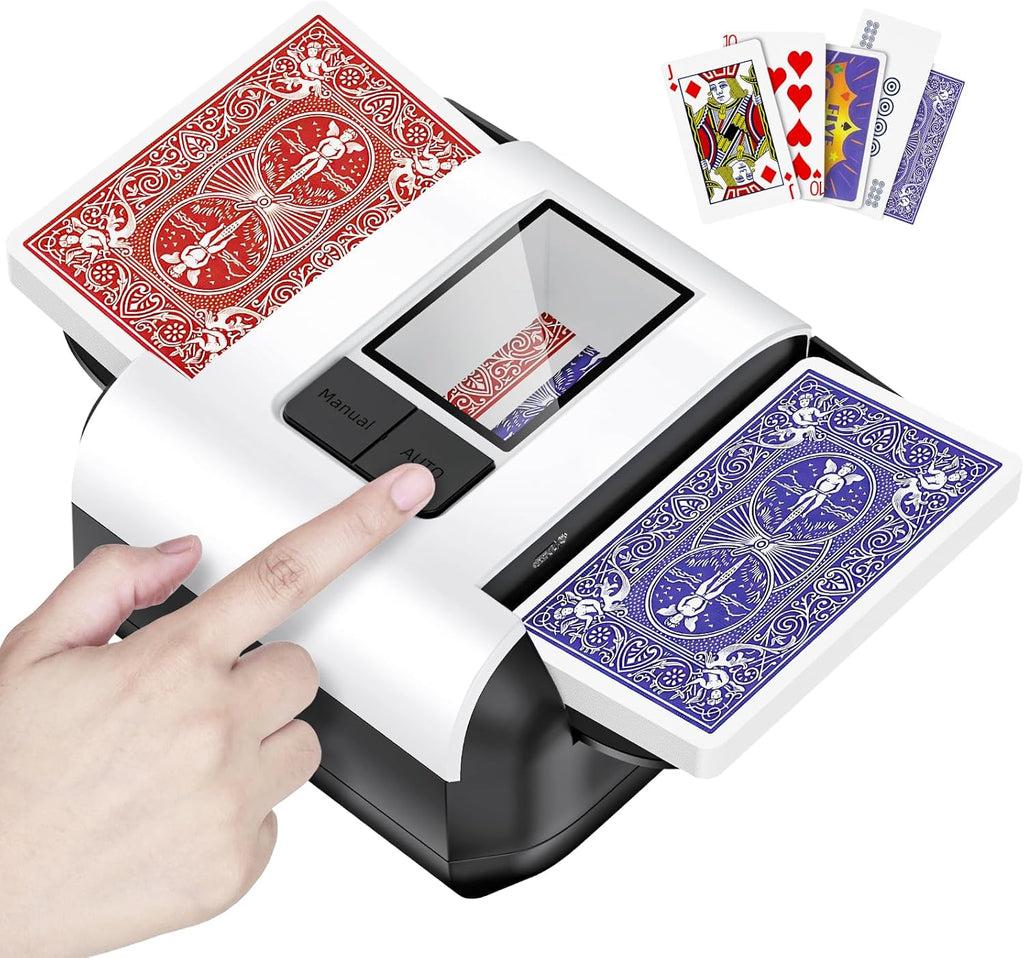 Automatic Card Shufflerfor 1-2 Decks with Dual Auto/Manual Modes, USB-C Rechargeable,Quiet Operation,Compatible with Texas Hold'emPoker All Card Types are Supported.
