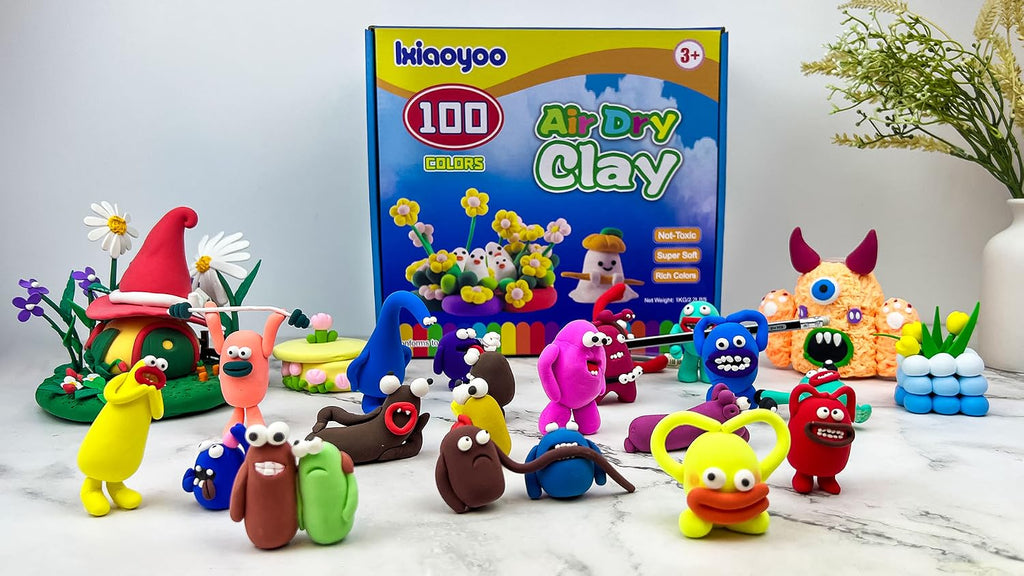 Ixiaoyoo Air Dry Clay, 30 Colors Foam Modeling Clay for School Projects