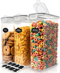 Utopia Kitchen Cereal Containers Storage Set with Lids, 4 Pack, 4L, Clear