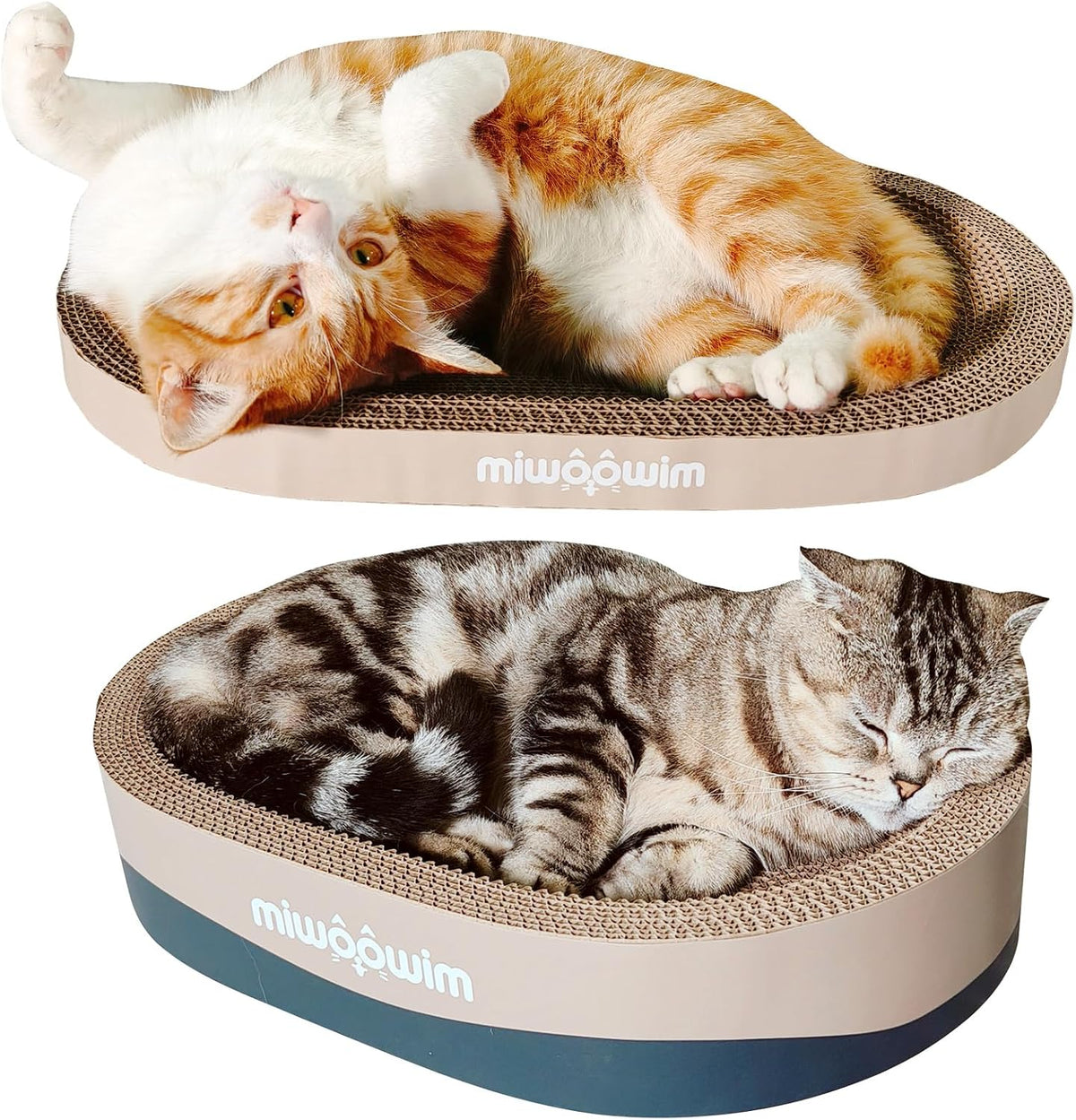 miwoowim 3-Piece Cat Scratcher Set, Oval Bowl Nest for Indoor Cats