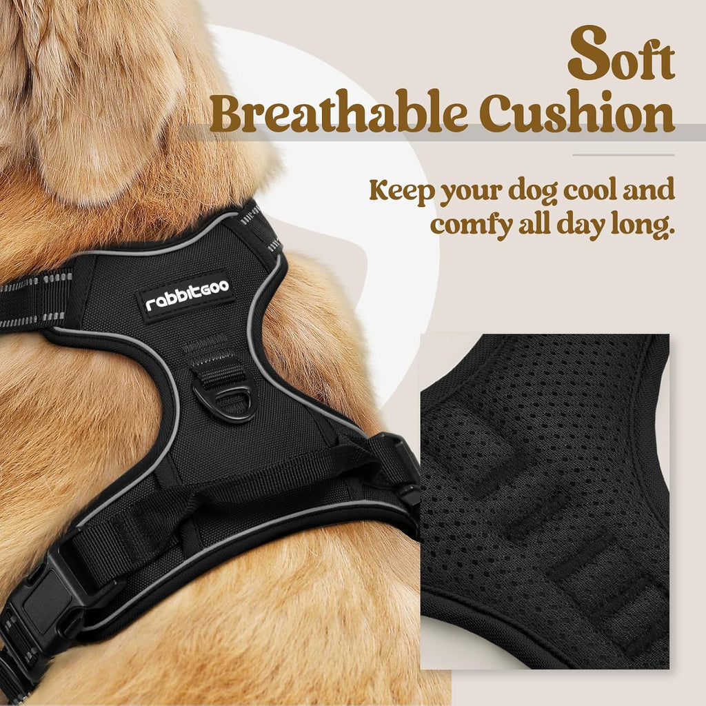 rabbitgoo Dog Harness, No Pull for Large Dogs with 2 Leash Clips, Pet Vest