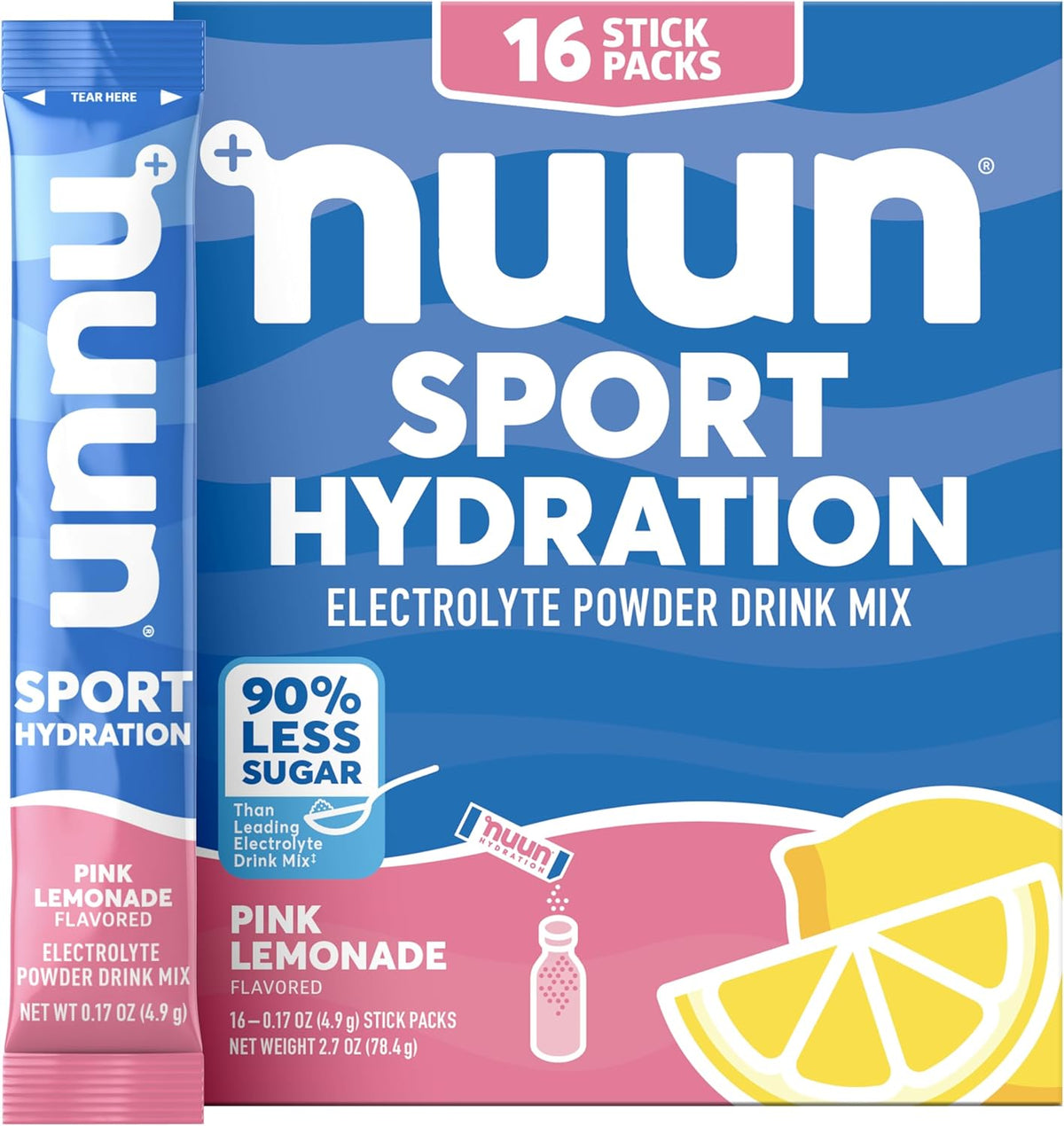Nuun Sport Electrolyte Powder Packets Pink Lemonade, 16 Servings