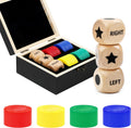 Pagather Left Right Roll Dice Game Set, Wooden Box with 3 Dice & 48 Chips