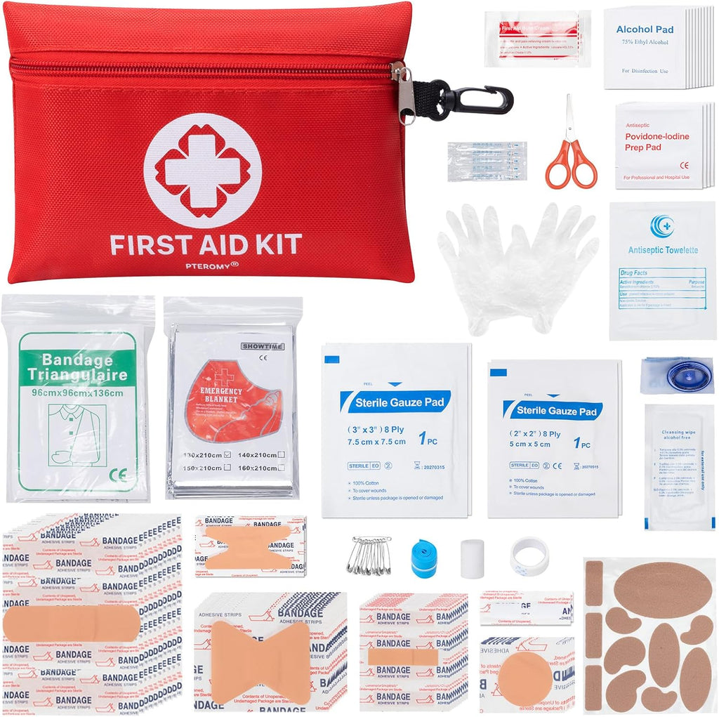 PTEROMY 150 Pcs Mini Travel First Aid Kit for Travel, Car, Home, Camping