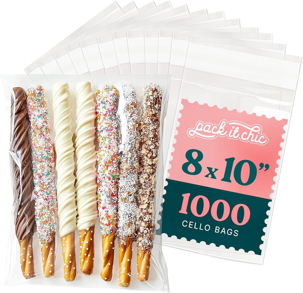 5x7 Self Sealing Cellophane Bags (200 Pack) - Clear Cookie Bags With Seal