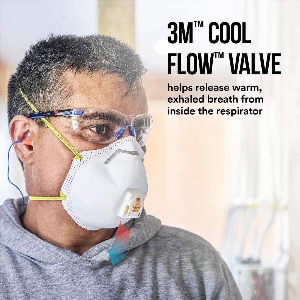 3M 8511 N95 Cool Flow Valved Respirator, 10-Pack
