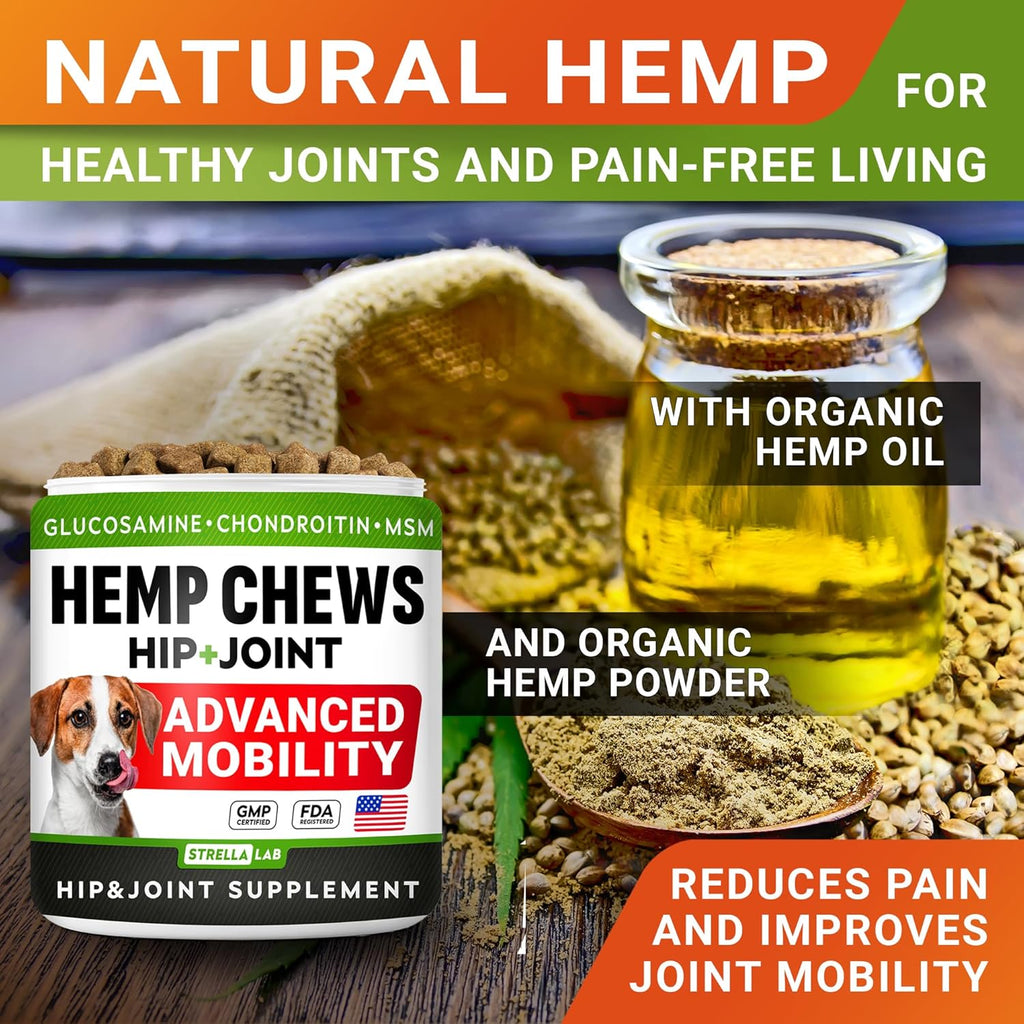 Advanced Joint Hemp Chews for Dogs Mobility - Hip & Joint Pain Relief Chews