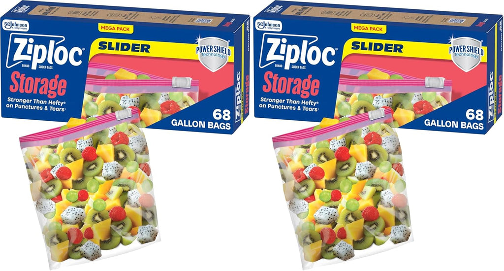 Ziploc Gallon Food Storage Slider Bags, 68 Count