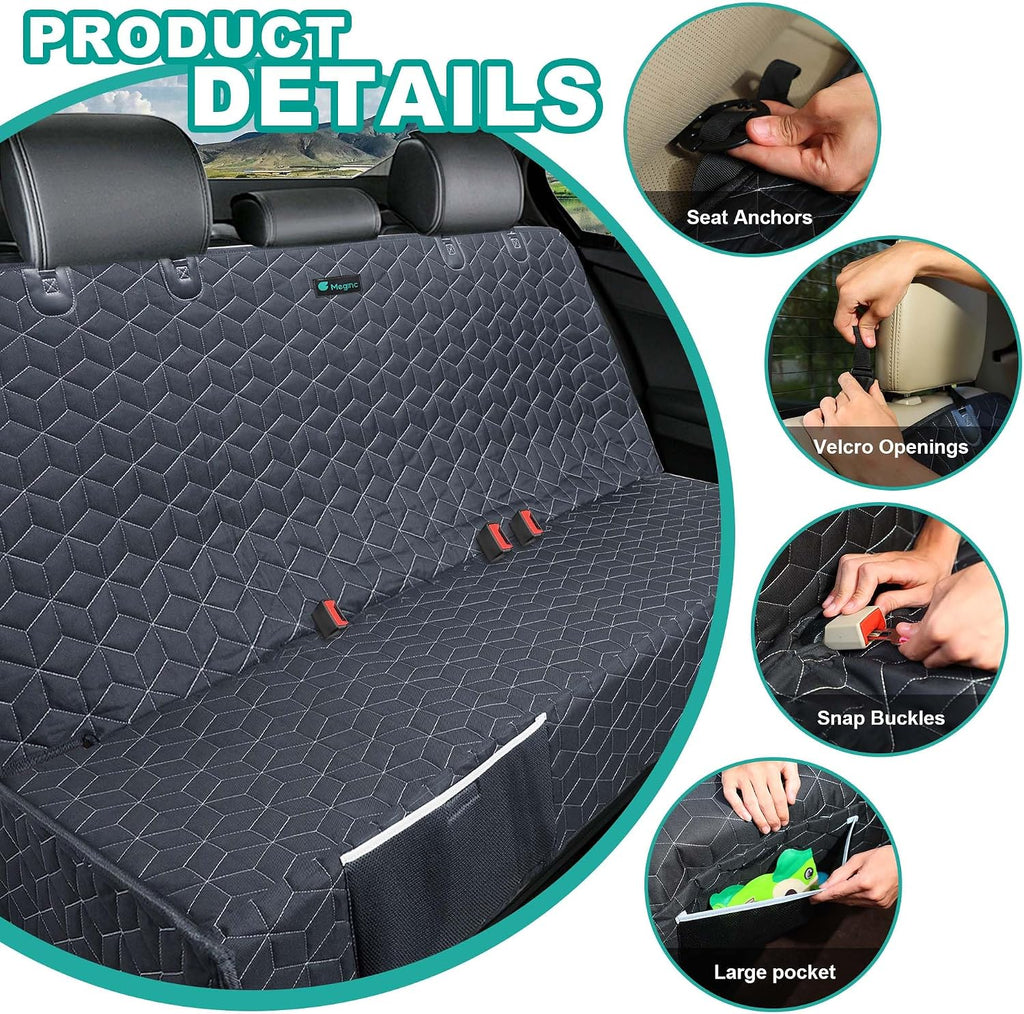 Meginc Dog Car Seat Covers for Back Seat, Bench Seat Covers for Trucks