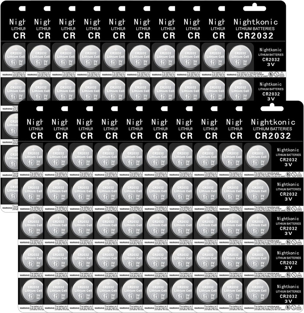 Nightkonic 50 pcs Pack - CR2032 3v Lithium Button Cell Coin 2032 Battery