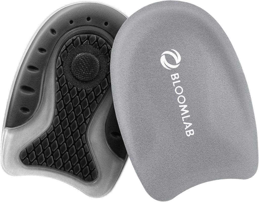 BloomLab Gel Heel Cups for Heel Pain Relief, Plantar Fasciitis, 2 Pack